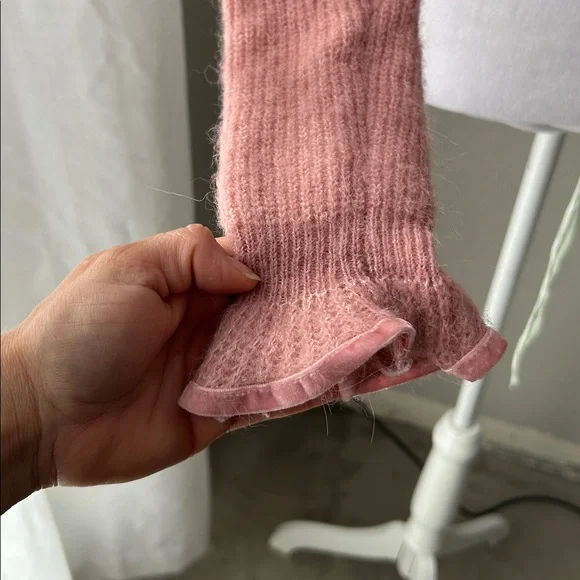 ZARA Pink Ruffle Trim Knit Cardigan Sweater Button Front Size Small - Picture 6 of 11